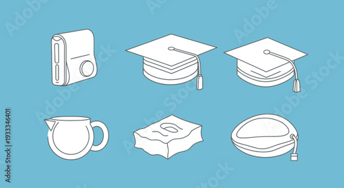 Collection of Isometric Icons Representing Education and Objects.