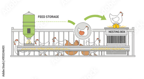 Diagram Illustrating Chicken Coop Design and Functionality.