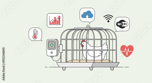 Smart Chicken Coop Technology Monitoring Animal Health and Environment.