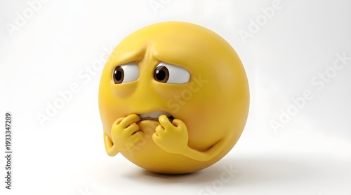 Anxious Yellow Emoji Character Biting Fingers