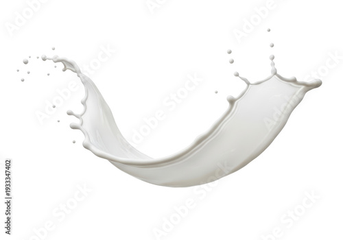 Splash of white milk on a transparent background for dairy or beverage concepts