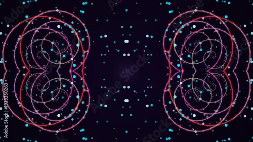 Digital Art Neon Lights Circles Pattern.