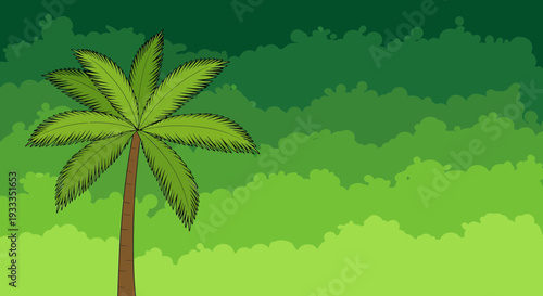 Vibrant Green Palm Tree with Lush Foliage.