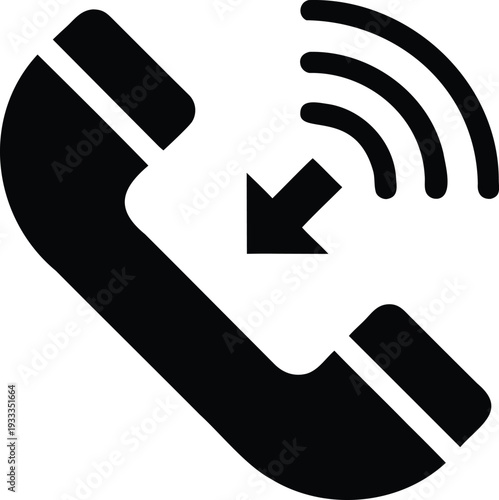 Phone call icon silhouette vector, smartphone ringing symbol illustration
