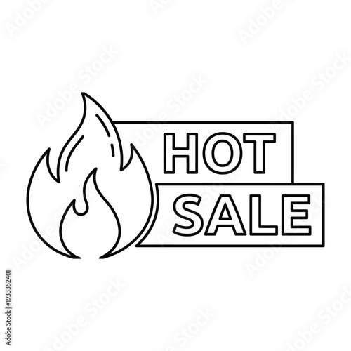Hot sale icon with flames and text, perfect for retail promotions and advertising