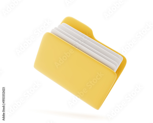 Folder file. Folder with document archive. Realistic 3d design. Vector illustration