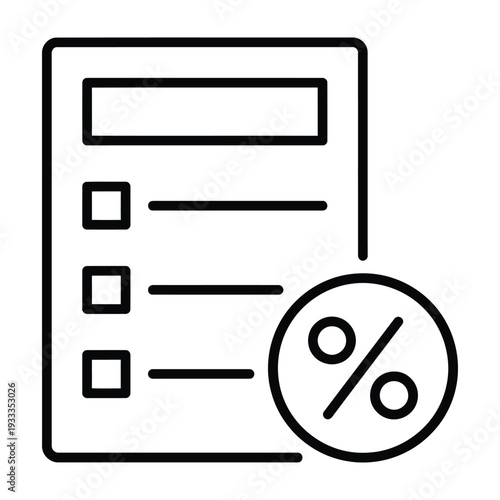 Discount icon with percentage symbol and checklist for financial offers or sales promotions