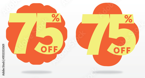 75% sticker, tag, offer, poster, percent,  business, discount, price, value, ads, sale, store, retail, off, special. Offer, commerce, set, icon, vector