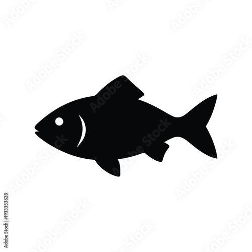 Fish Silhouette Icon Marine Life Sea Animal Vector Isolated