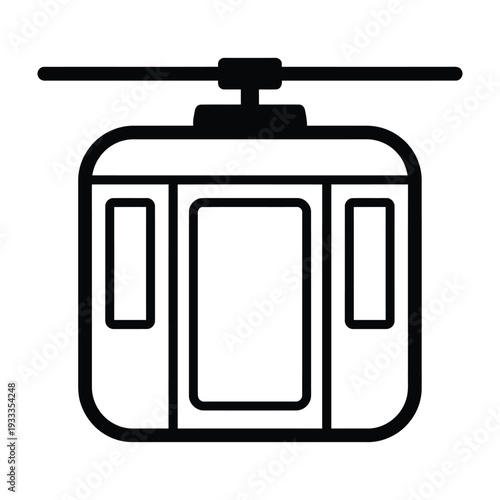 Cable Car Gondola Icon, Representing Transportation, Travel, and Mountain Scenic Views