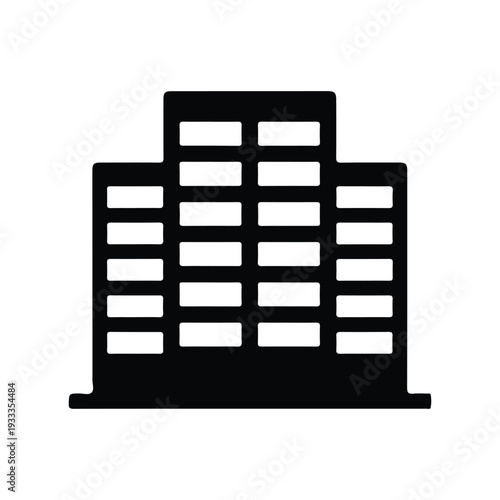 Hotel Building Silhouette Icon Multi Story Accommodation Vector Symbol