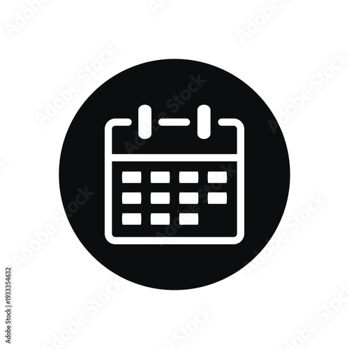 Minimalist white calendar icon on black background