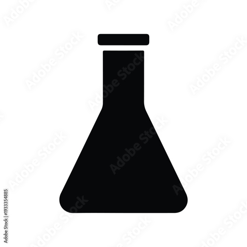 Erlenmeyer Flask Silhouette Icon Laboratory Chemistry Glassware Vector