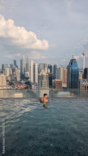 Photography Serene luxurious rooftop pool escape in metropolitan Singapore Kuala Lumpur metr