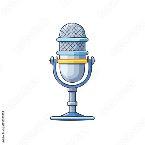 Classic vintage microphone with a net-shaped head