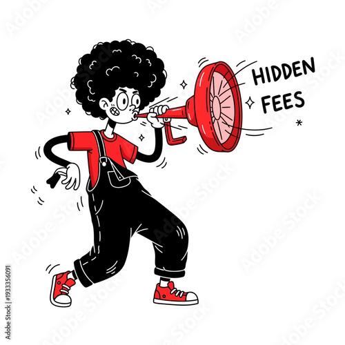 Cartoon Character Shouting Through Megaphone.