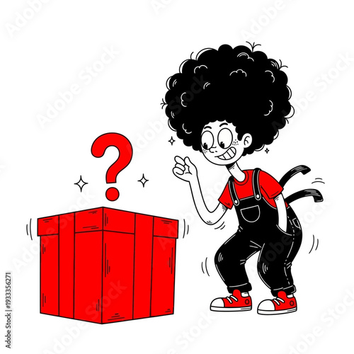 Curious Cartoon Character with Question Mark.