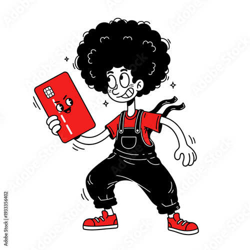 Cartoon Character Holding Red Book.