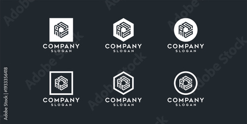 Collection of Modern Company Logos with Geometric Shapes and Negative Space.