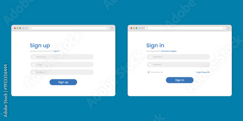 Sign in, sign up web forms with the detailed description. Registration form and login form page