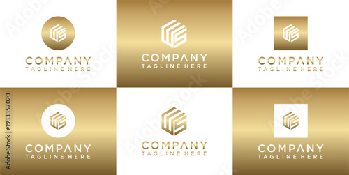 Collection of Modern Company Logos with Geometric Shapes and Gradients.