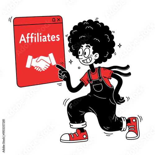 Cartoon Character Running with Affiliates Document.