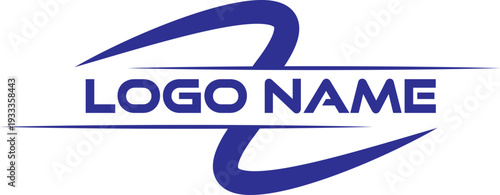 Logo design template with blue swirl and text