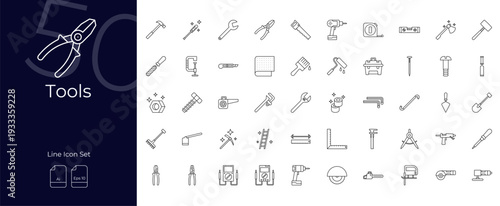 Tools Line Editable Icons set
