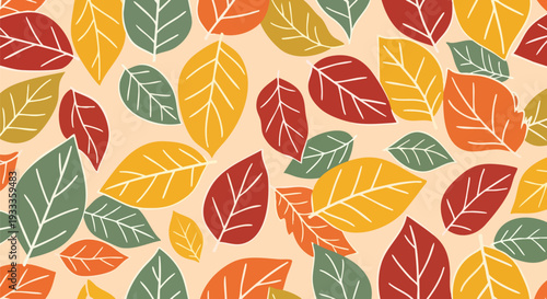 Set of colorful autumn leaves vector pattern