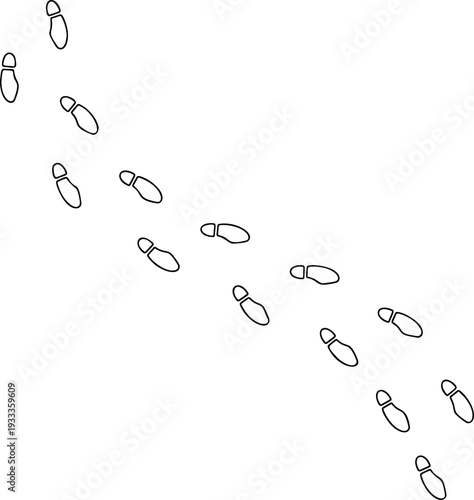 Human footprint trail, black silhouette bare foot track set isolated on white. Walking person steps, bare human footprint path, organic body part shape. Barefoot print collection human