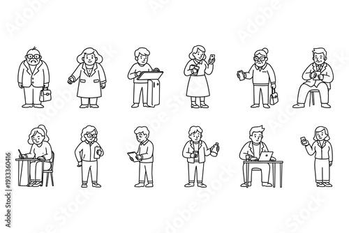 Illustrations of people in various professional and casual settings