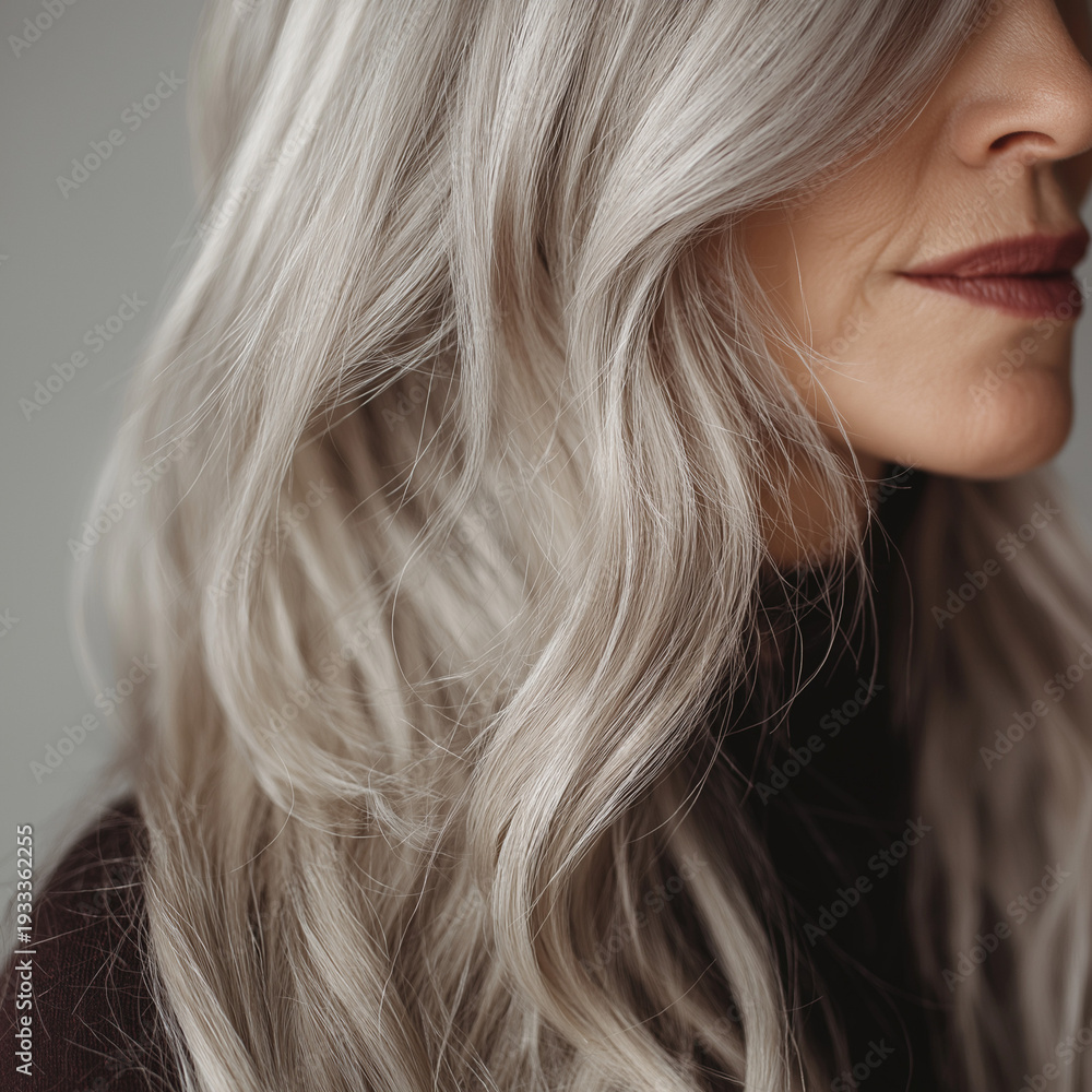 Naklejka premium Natural white or silver hair