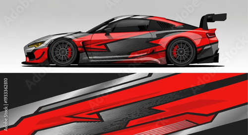 Sleek Red and Black Sports Car with Aggressive Aerodynamic Design.