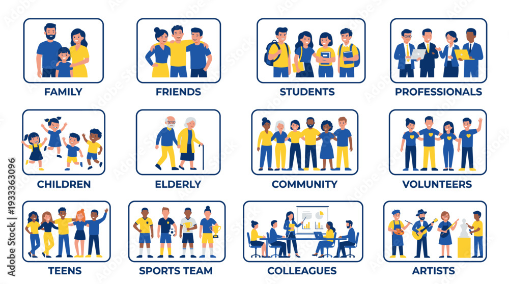 Fototapeta premium people icons, people icon set, human icons, avatar icons, user icons, group icons, team icons, teamwork icons, community icons, family icons, person icons, character icons, social icons, crowd icons, 