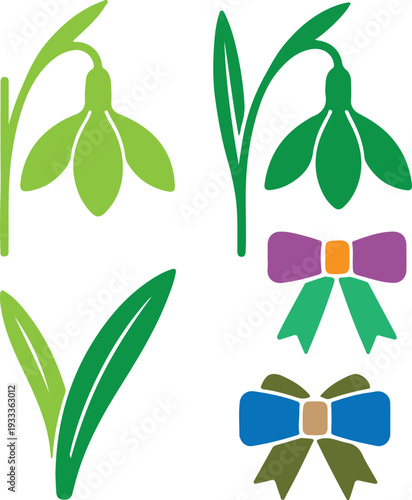 Set of 6 ribbon bow icons vector