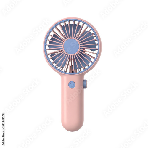 Obraz na płótnie Pink handheld mini fan isolated on transparent background