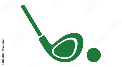 A simple green icon depicting a golf club and golf ball