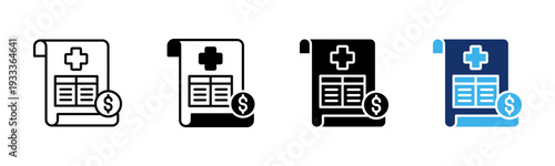 Hospital Invoice icon sheet multiple style collection