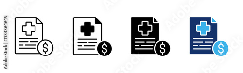 Medical Bill icon sheet multiple style collection
