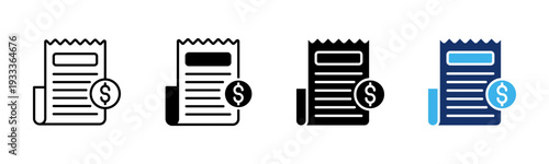 Payment Receipt icon sheet multiple style collection
