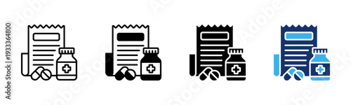 Pharmacy Receipt icon sheet multiple style collection