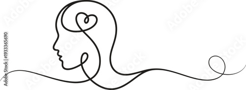 A human head profile shows a heart within, signifying love and emotional intelligence.