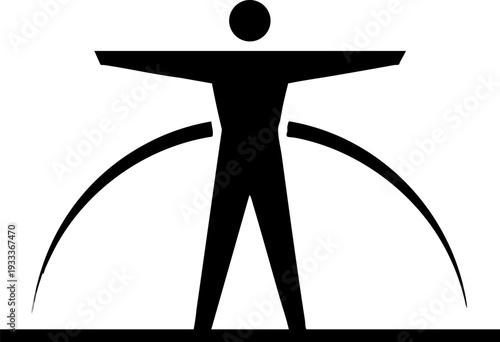 Stylized Human Silhouette Icon with Arch Design