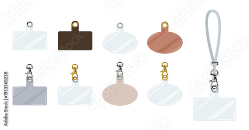 Smartphone strap holder patch set vinyl and metallic hardware parts