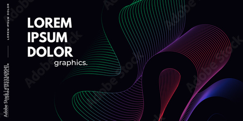 Glowing wavy lines on dark blue background.