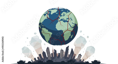 Globalization and Urbanization Concept with Earth and Cityscape.