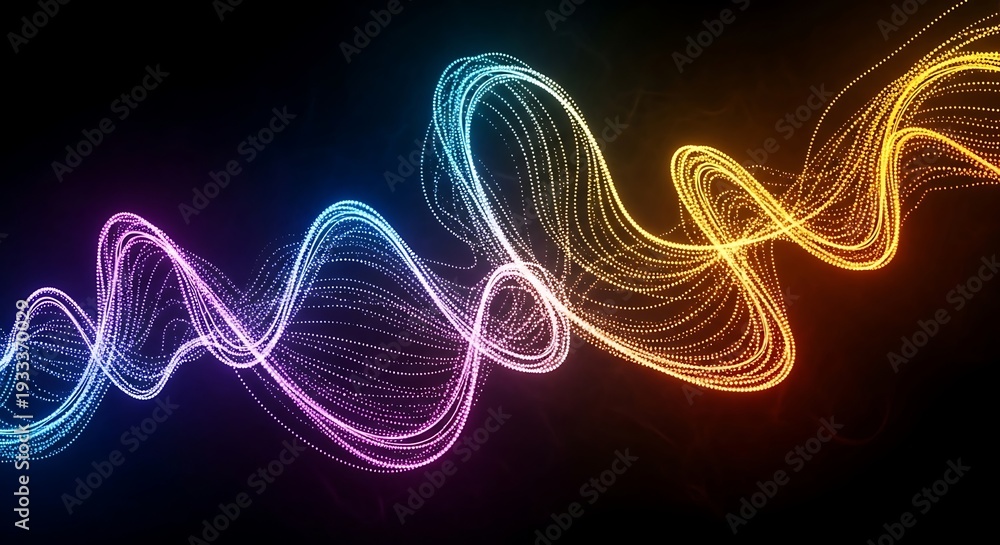 Fototapeta premium Vibrant Neon Waves on Dark Background.