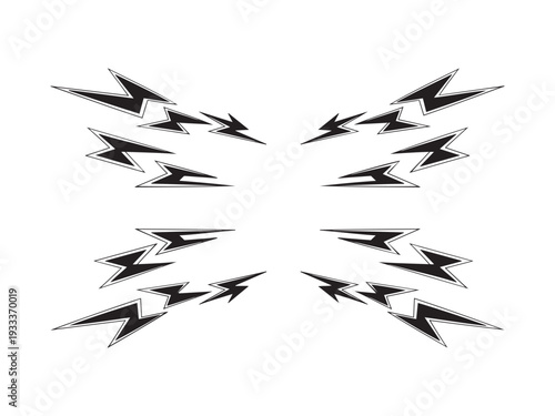 Black Lightning Bolt Burst Frame Vector isolate on white background