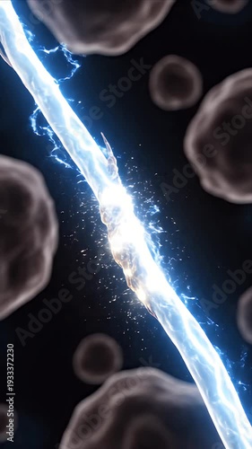 CGI Visualization Nerve Regeneration Process Electric Signal Transmission Cellular Regeneration Microscopic Medical Animation for Educational Healthcare Presentations