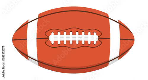 Illustration of an american football with white stripes and lacing details